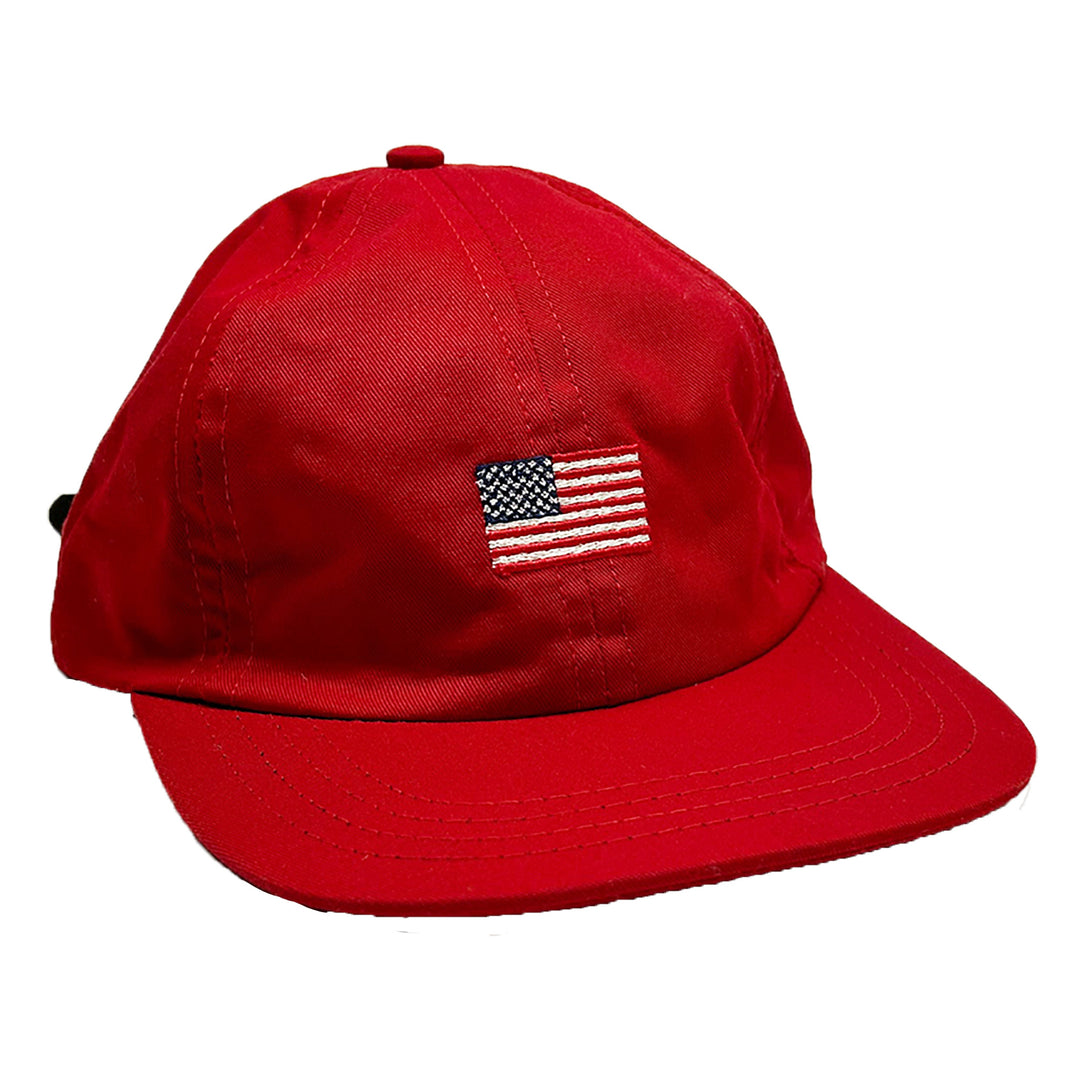 Red hat with USA flag front view