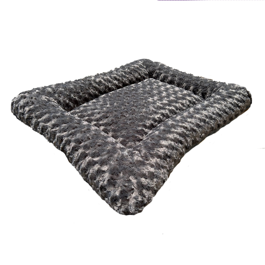 Rectangle charcoal colored fleece dog bed 
