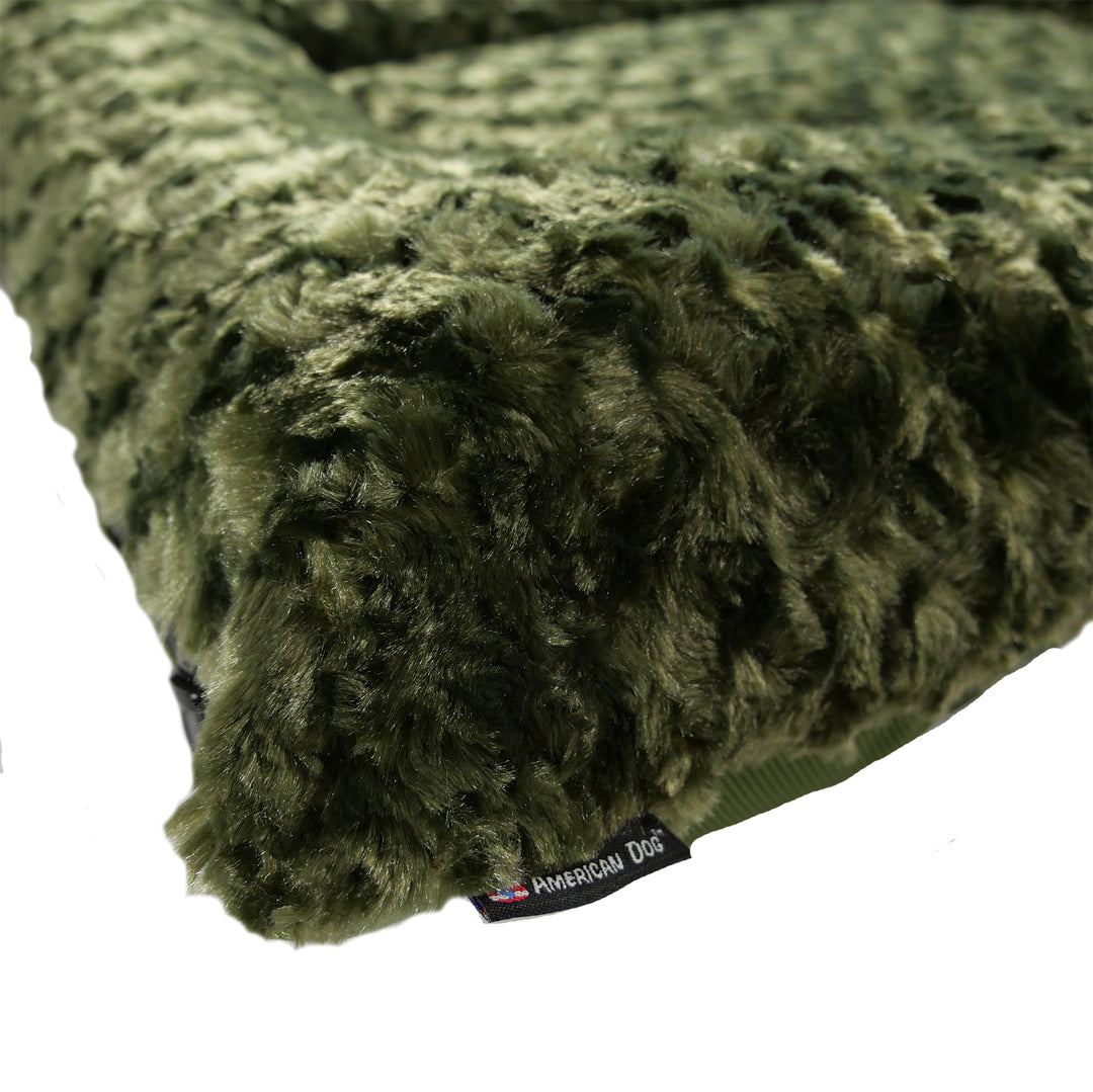 Close up of the olive colored fleece fabric