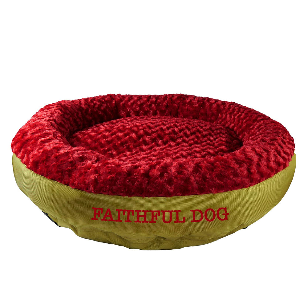 Red/Gold "Faithful Dog" Bolster Bed pic 