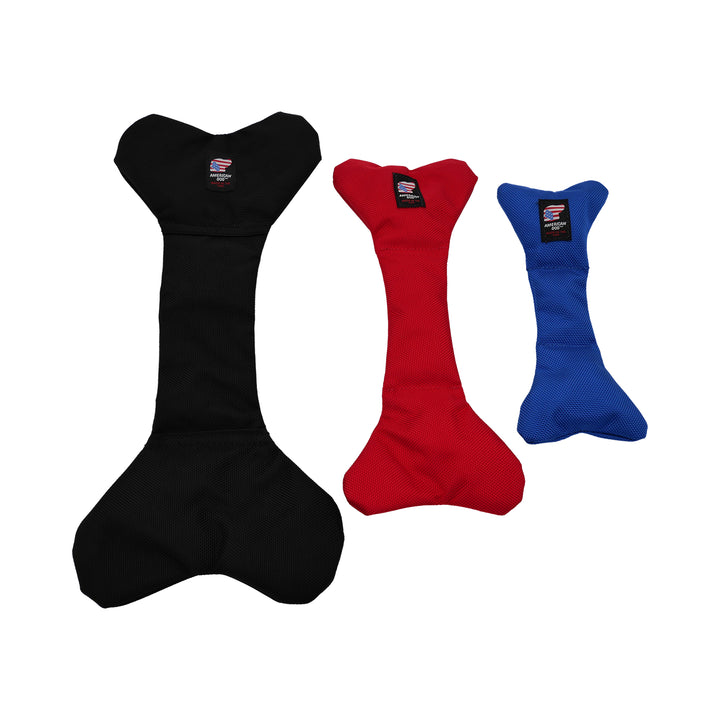 Large black, Medium red, and small blue bone.