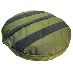 Round dog bed olive color, back side grip strips