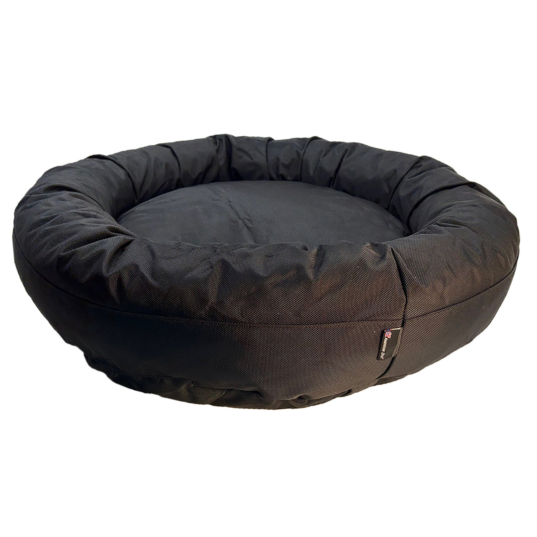Round black bolster bed front view