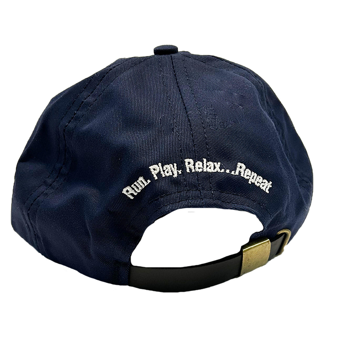 Navy hat with USA flag rear view