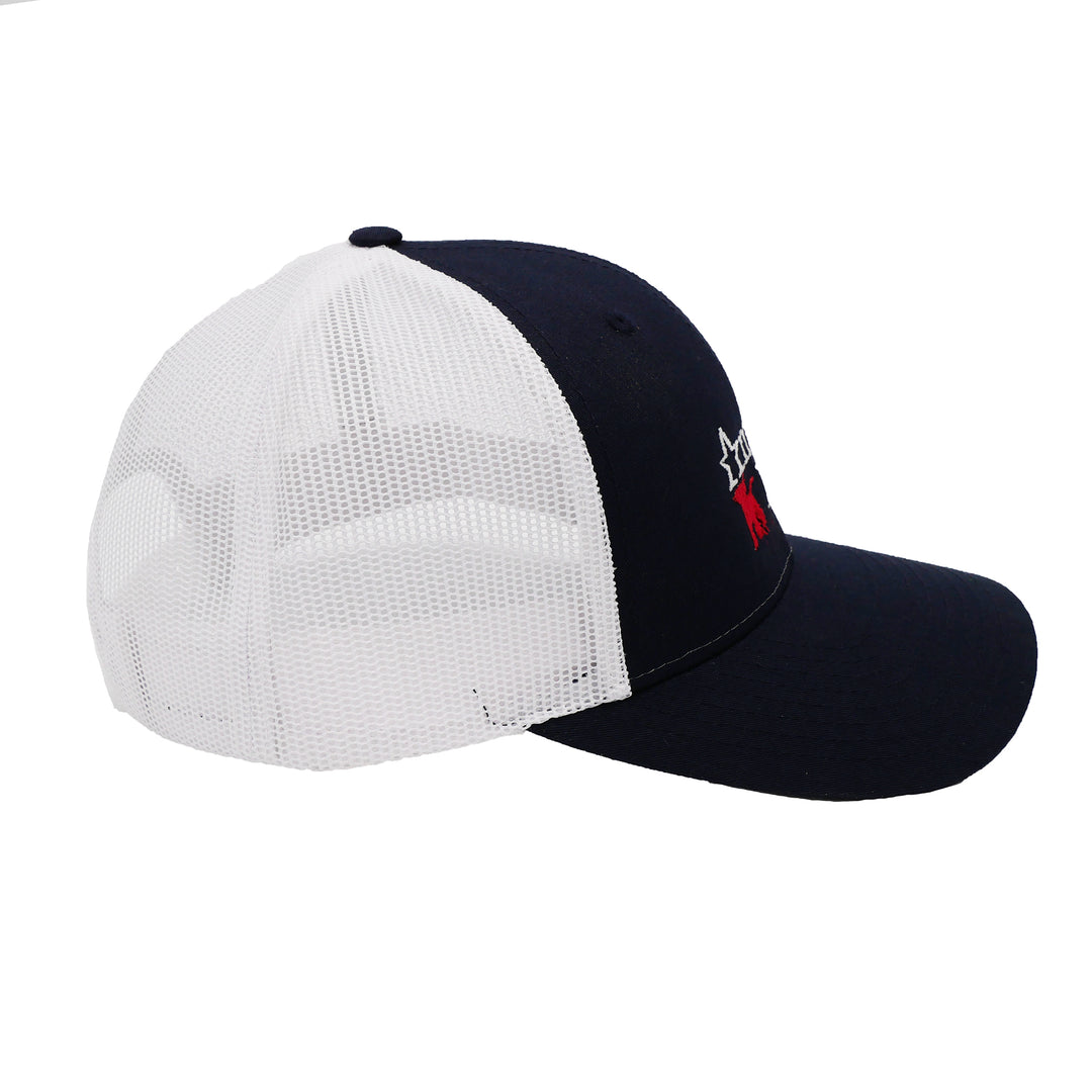 Navy/white trucker hat  side view