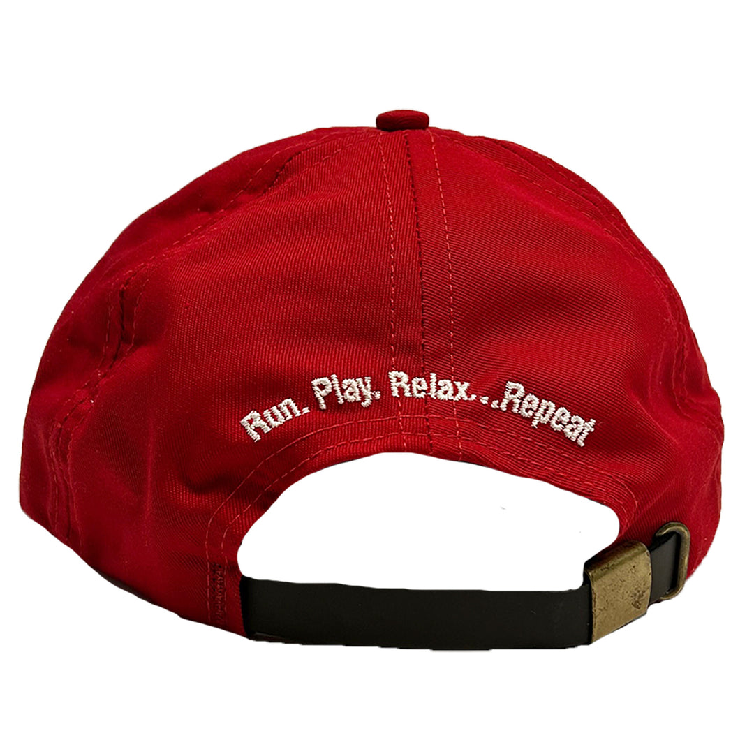 Red hat with USA flag rear view