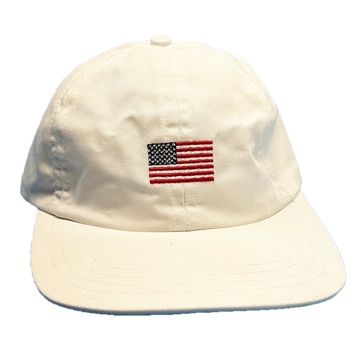 White hat with USA flag front view