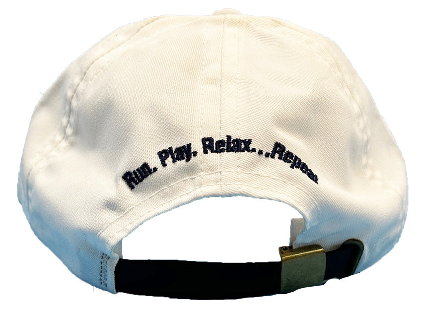 White hat with USA flag rear view