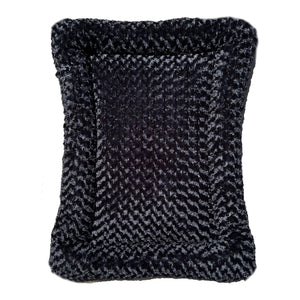 Top view of a black rectangle bolstered fleece dog bed