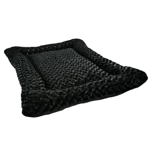 Black bolstered rectangle fleece dog bed