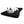 Black rectangle bolstered  fleece dog bed with a white Frenchie laying on it.