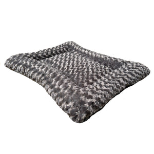 Rectangle bolstered charcoal colored fleece dog bed 