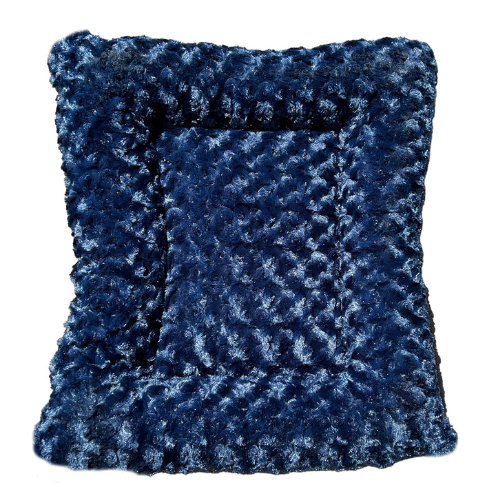 Blue fleece rectangle dog bed