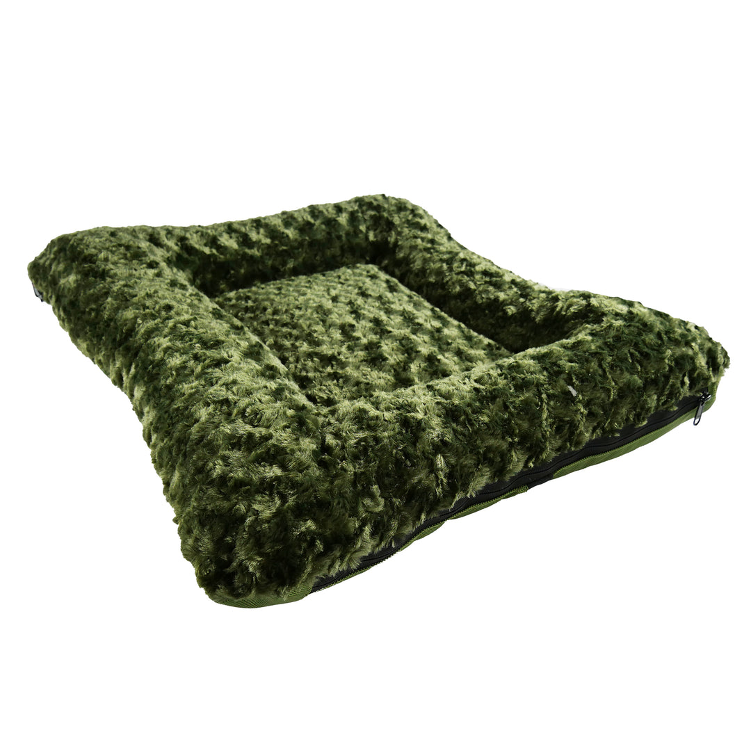 Rectangle olive colored fleece dog bed