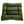 Bottom of bolstered rectangle olive colored  dog bed with black strip