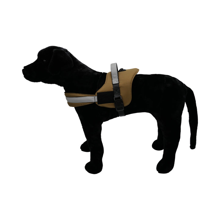 Black dog with coyote harness pic 1
