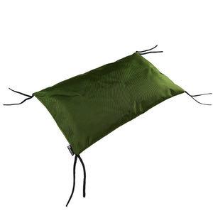 Olive colored  crate pad with corner ties