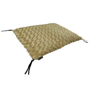 Cream colored swirly fleece crate pad
