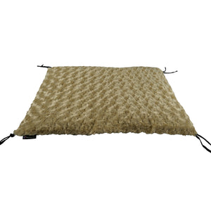 Cream colored swirly fleece crate pad