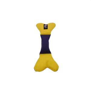 Yellow & blue bone shaped dog toy