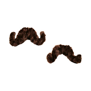 Two brown mustache dog toys large and small  