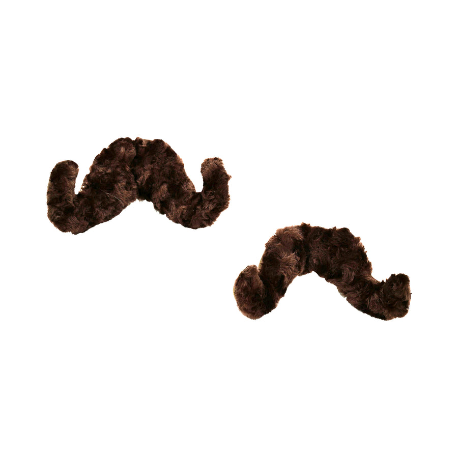 Brown mustache toys large and small front side (group shot)