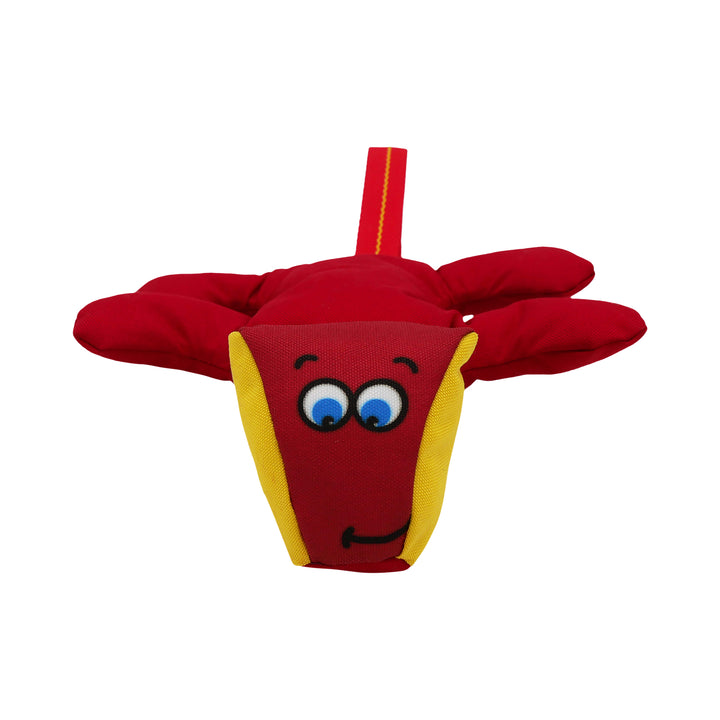 Red and yellow dog toy front pic 3