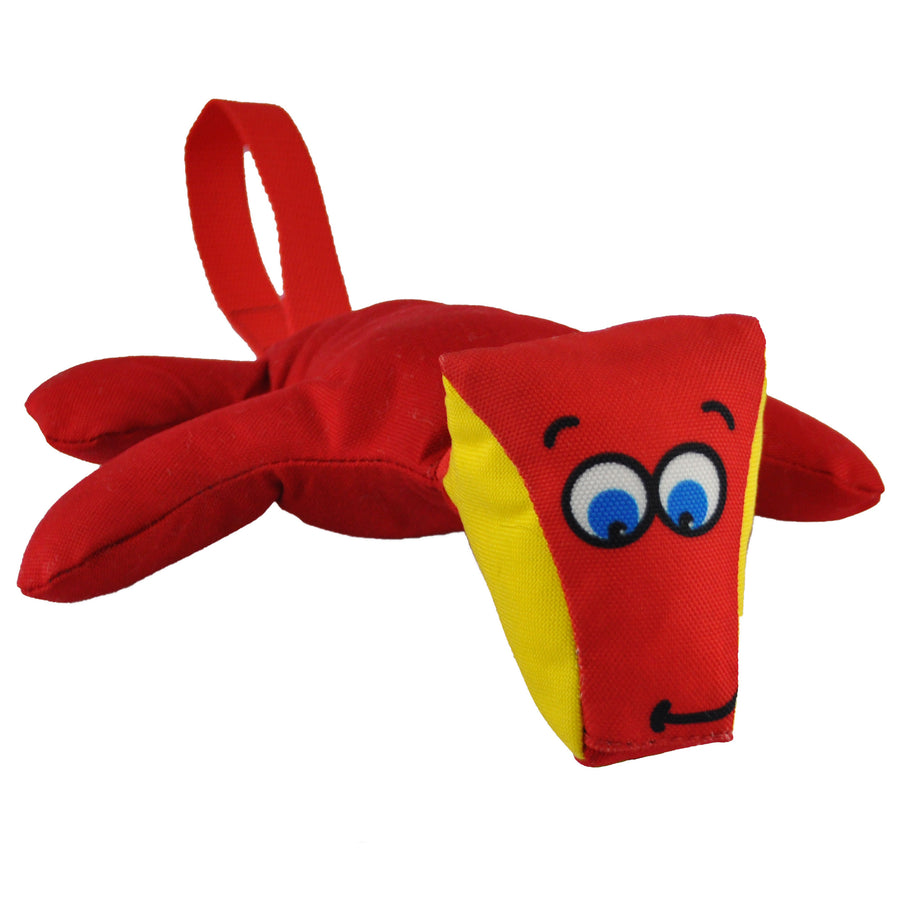 Red and yellow dog toy front pic 1