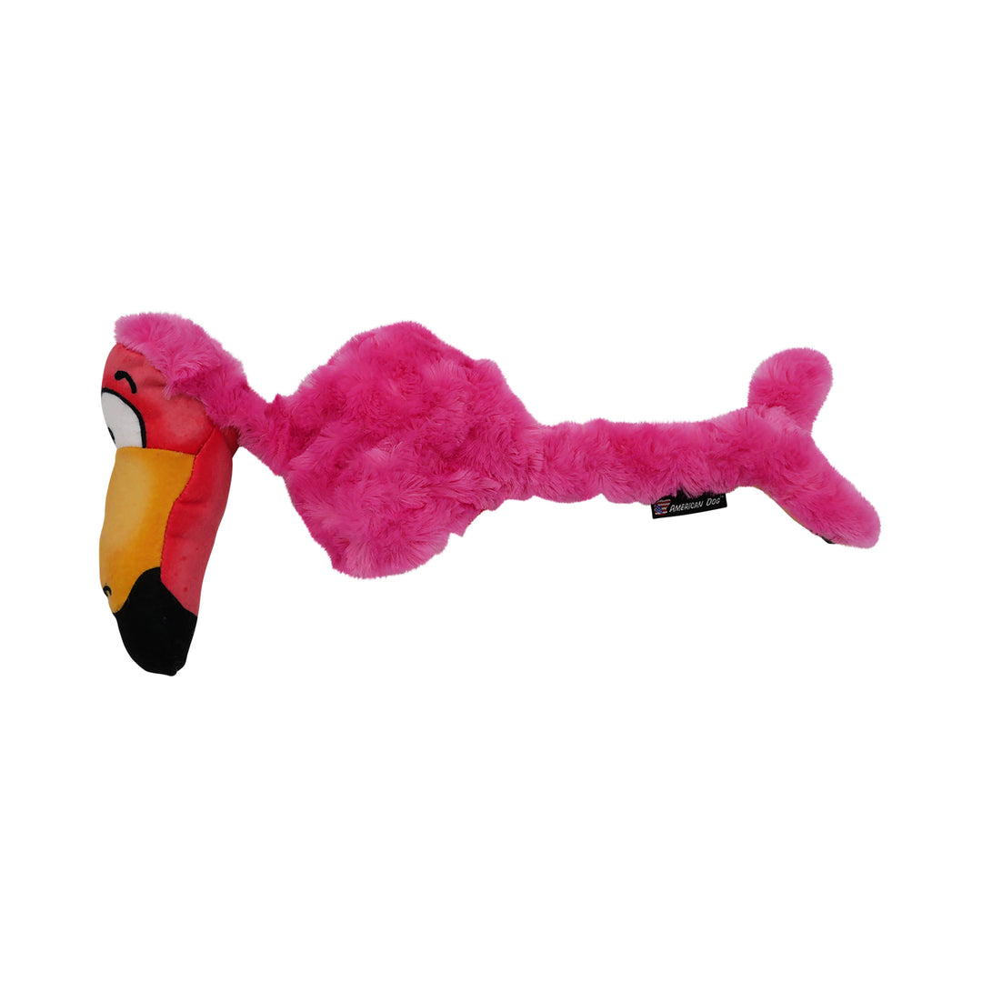 Fuzzy flamingo toy back side