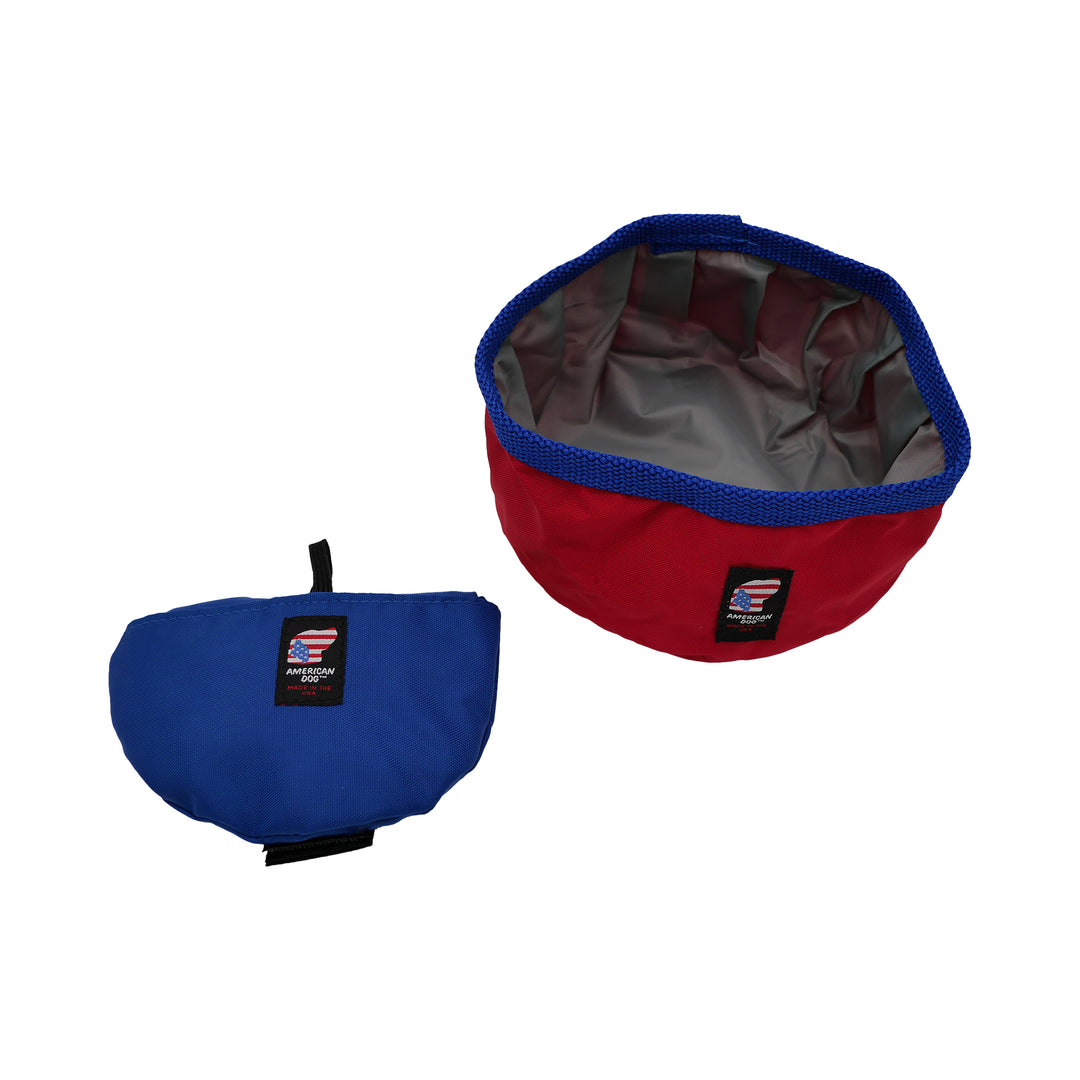 Water bowl red and bowl stored blue
