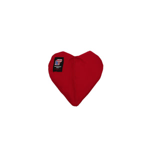 red colored heart dog toy