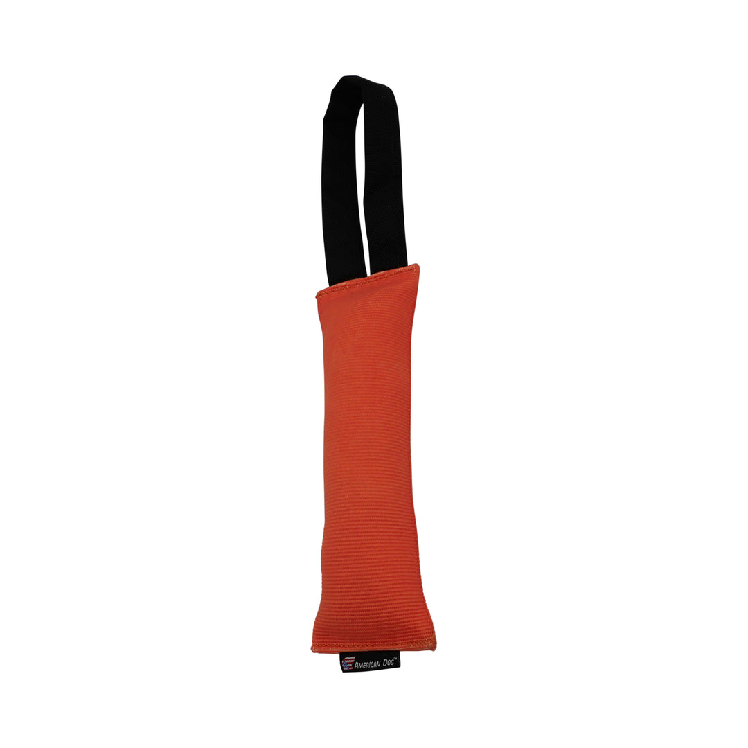 Orange and black firehose dog toy