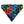 slip on dog bandana with rainbow colors blended together with black dog paw prints 