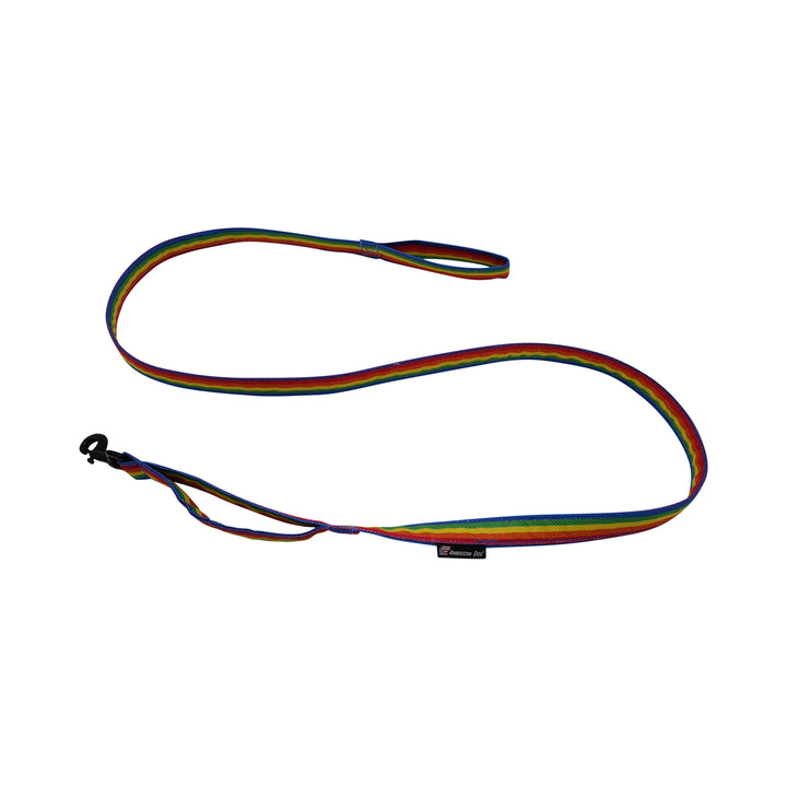 Rainbow print leash with 2 handles
