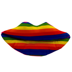 rainbow striped, lip shaped dog toy