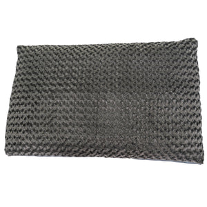 charcoal colored dog bed with swirly fleece top