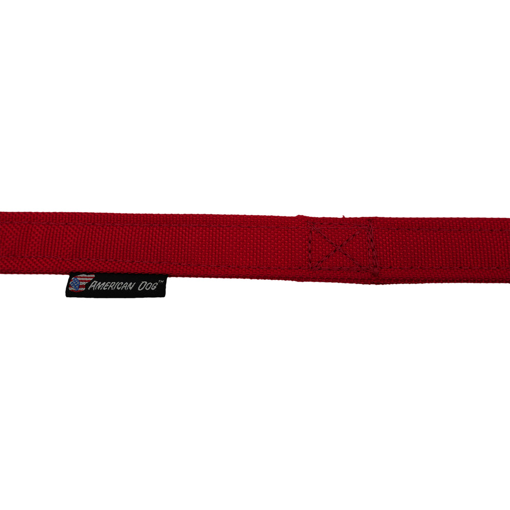 Red leash with buckle to wrap around waist 