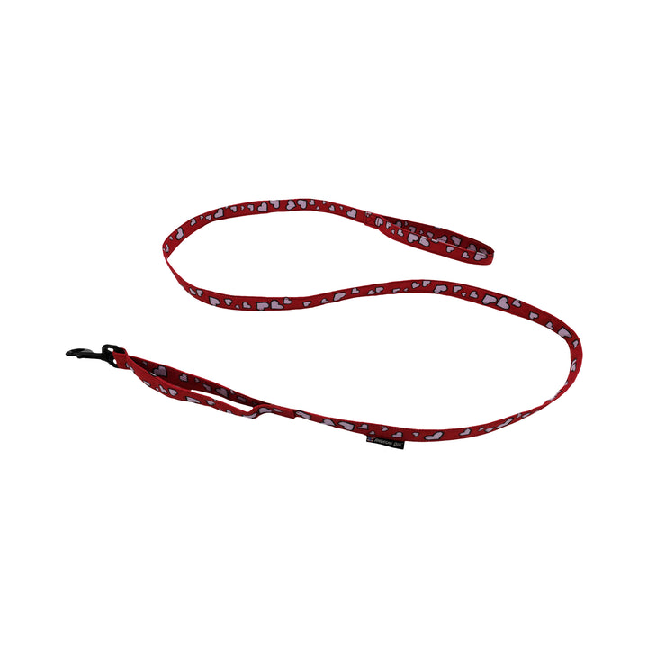 Heart print leash with 2 handles