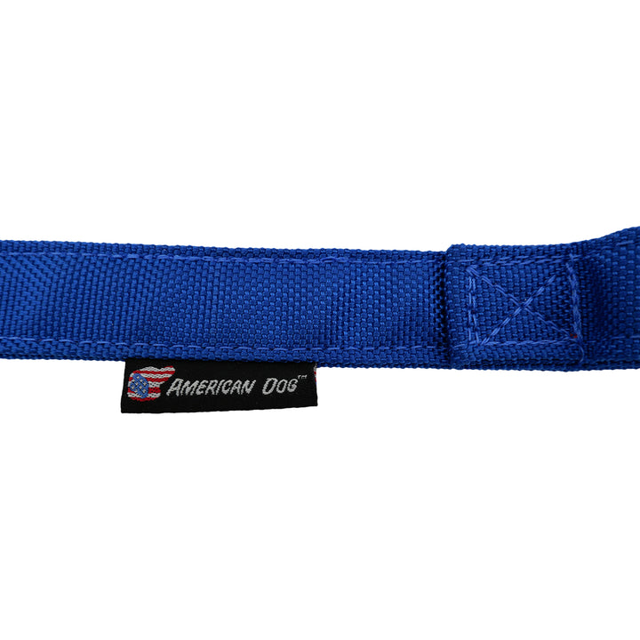 Royal blue leash with buckle to wrap around waist 