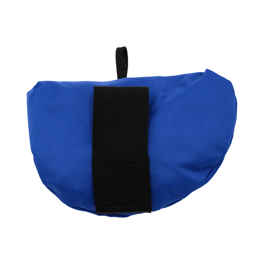 Blue bowl with /2" web flap with velcro to wear on a belt or backpack.
