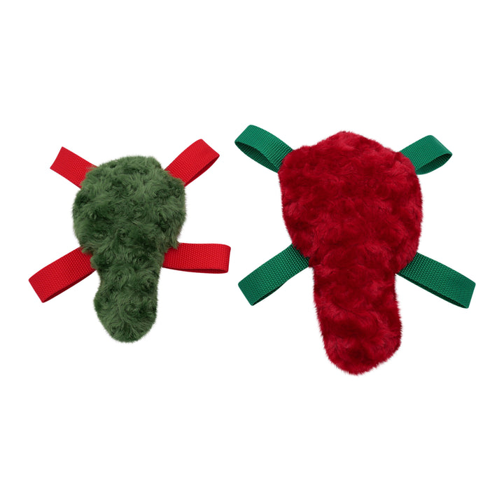 Large red and small green turtle toys back side