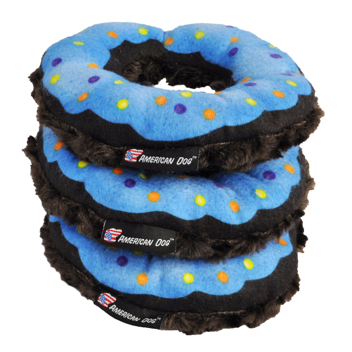 Stack of fuzzy donut toys