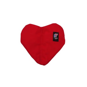 red colored heart dog toy