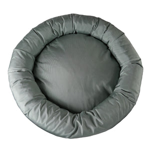 Round Silver bolster bed top view