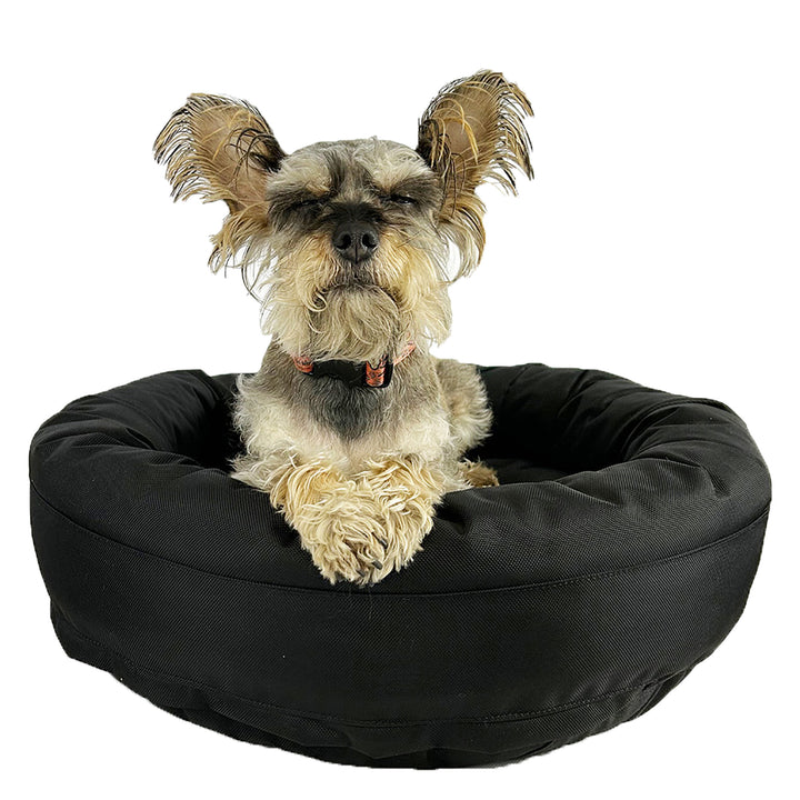 Round black bolster bed with Dudley