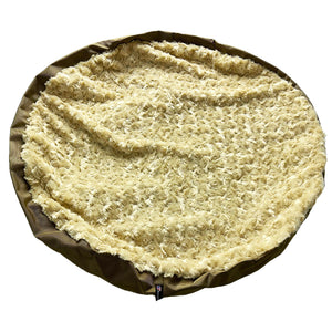 Round fuzzy dog bed cover camel