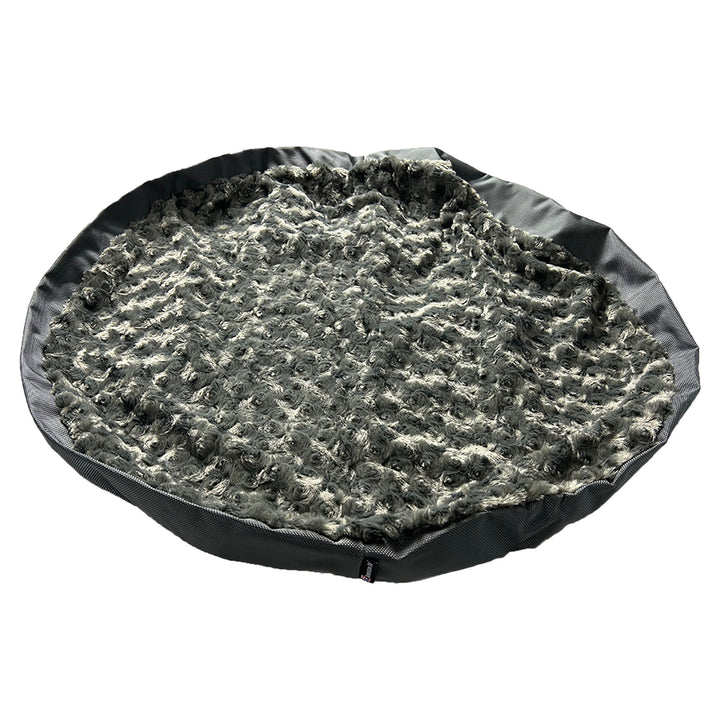 Round fuzzy dog bed cover charcoal