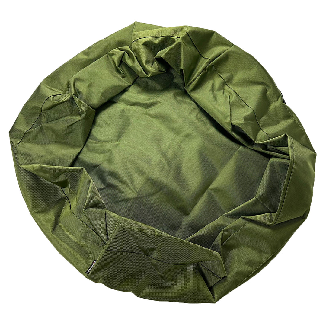 Round blostered dog bed cover olive