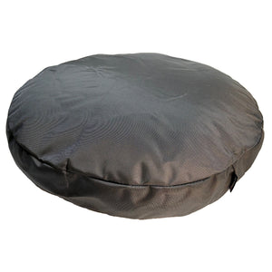 Round gray dog bed 