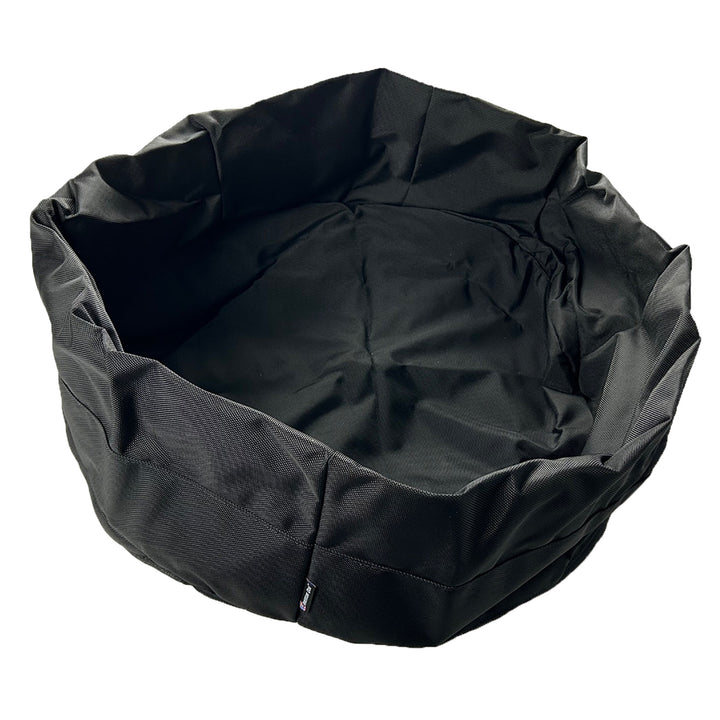 Round blostered dog bed cover black